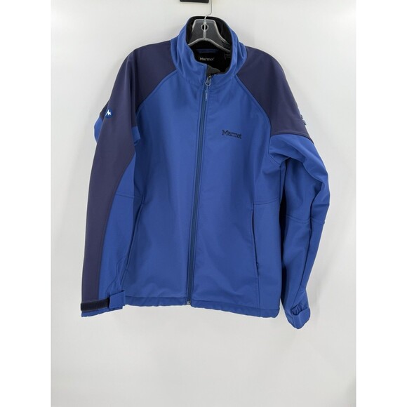 MARMOT Gravity Jacket Men's LARGE Blue Softshell Fleece Lined Full Zip Nylon EUC - Picture 4 of 15